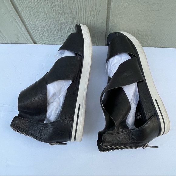 Eileen Fisher‎ Sandals Womens 9 Black Sport Tumbled Leather Wedge Heel Sneaker - Picture 12 of 16